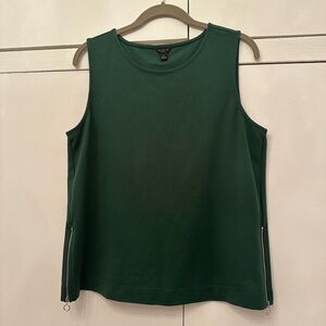 Green sleeveless top with side zippers